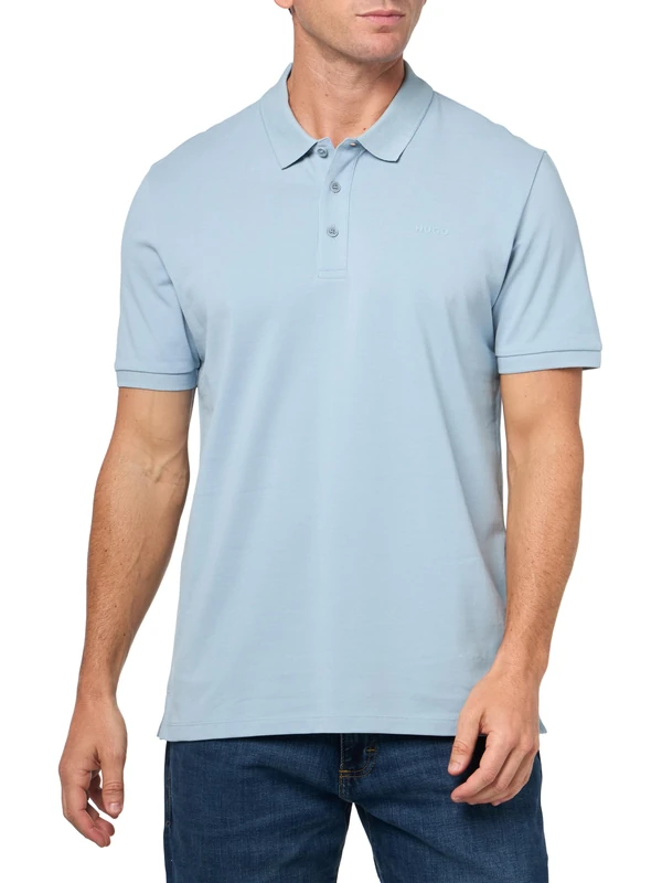 HUGO Men's Regular Fit Short Sleeve Polo Shirt, Dust Blue, XXL - Image 1
