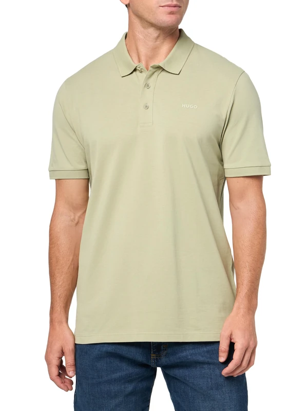 HUGO Men's Regular Fit Short Sleeve Polo Shirt, Green Tea, Large - Image 1