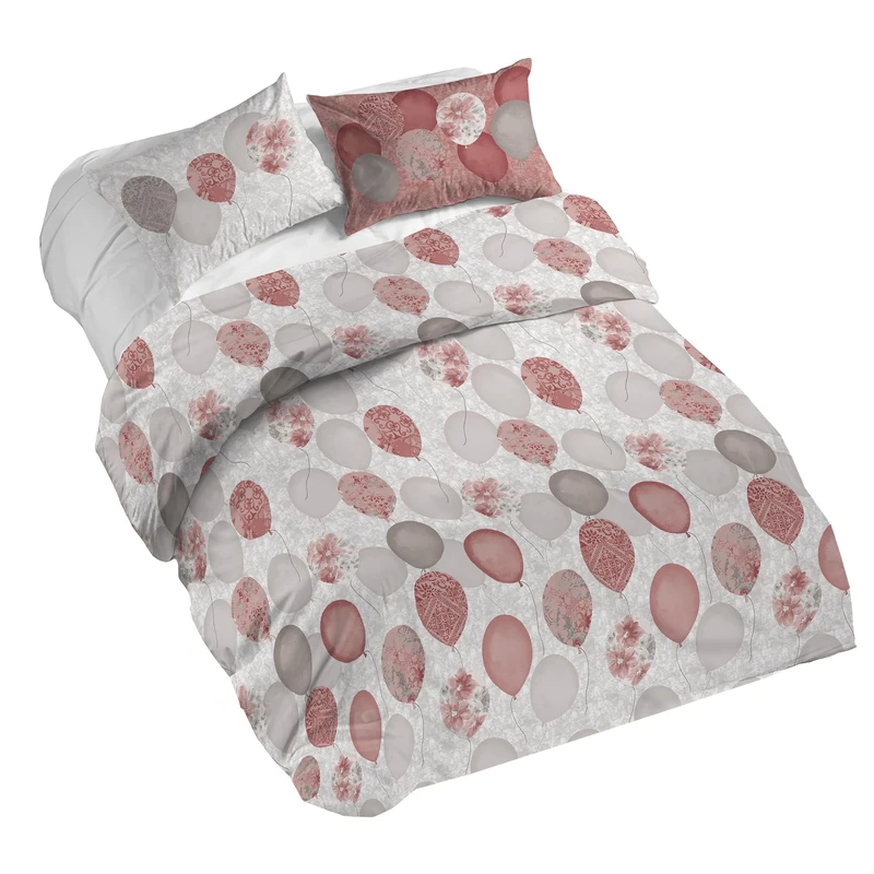 PENSIERI DELICATI Duvet Cover, Cotton, Red Balloons X2, Queen-Size Bed