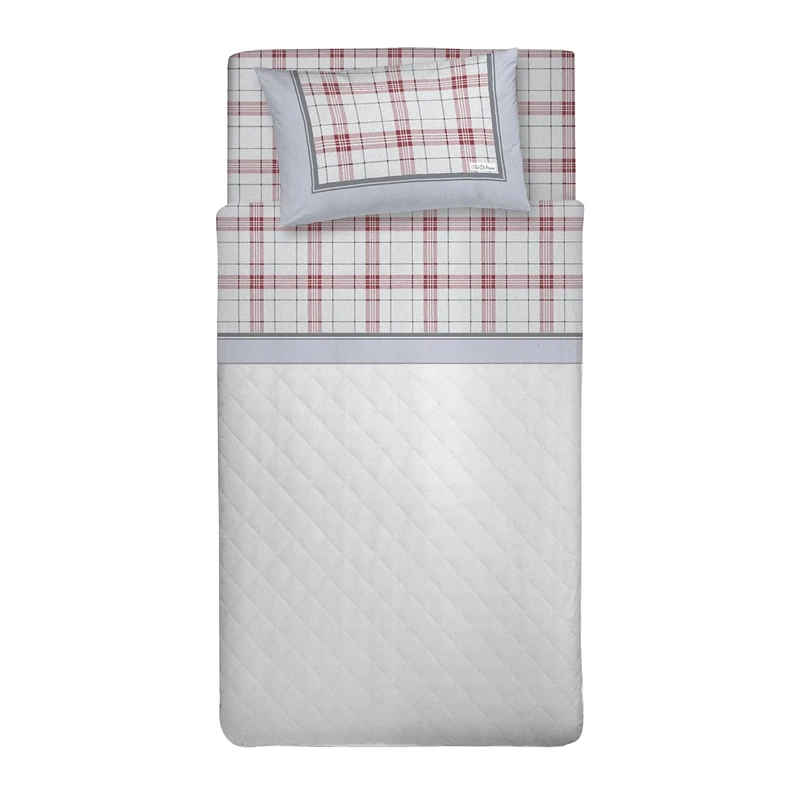 PENSIERI DELICATI 100% Cotton Warm and Soft Flannelette Bedding Set 120 x 200 cm, Includes Bottom Sheet, Top Sheet and 1 Pillowcase, Made in Italy, Turin Red