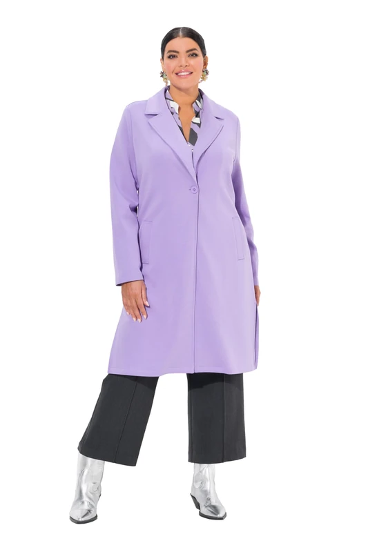 Ulla Popken Women's Punto-longblazer, Reverskragen, Länger Geschnitten Blazer, Lavender, 24-26