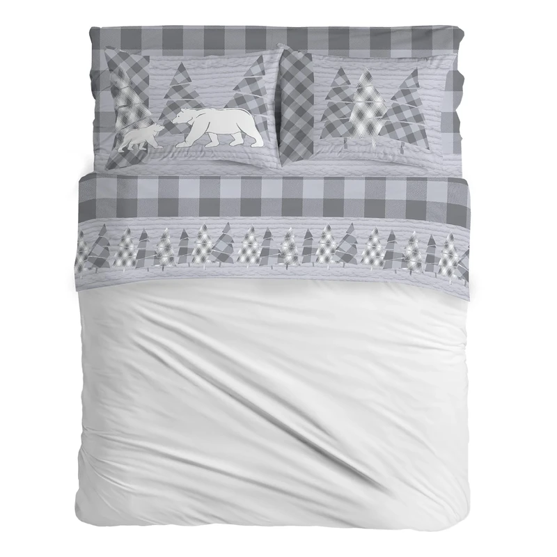 PENSIERI DELICATI Double Bed Set, Flannel, 100% Warm and Soft Cotton, Double 180 x 200 cm, Includes Bottom Sheet, Top Sheet and 2 Pillowcases, Made in Italy, Canada Grey