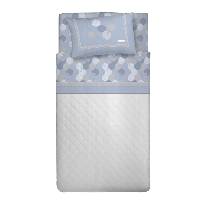 PENSIERI DELICATI 100% Cotton Warm and Soft Flannelette Bedding Set 120 x 200 cm, Includes Bottom Sheet, Top Sheet and 1 Pillowcase, Made in Italy, Bologna Light Blue