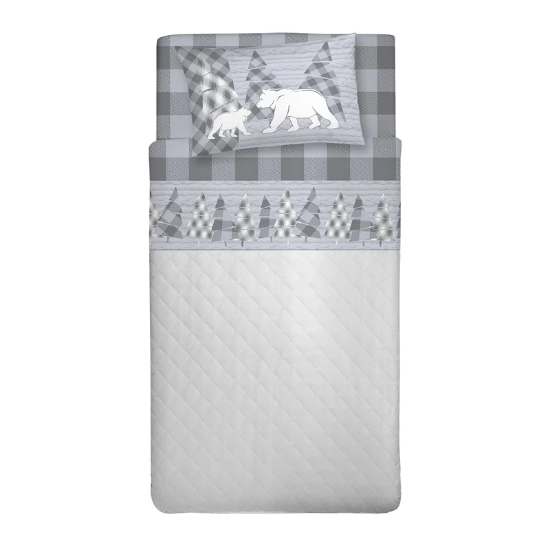PENSIERI DELICATI Single Bed Set, Flannel, 100% Warm and Soft Cotton, Complete Bedding Set for Single Bed 90 x 200 cm, Includes Bottom Sheet, Top Sheet and 1 Pillowcase, Made in Italy, Canada Grey