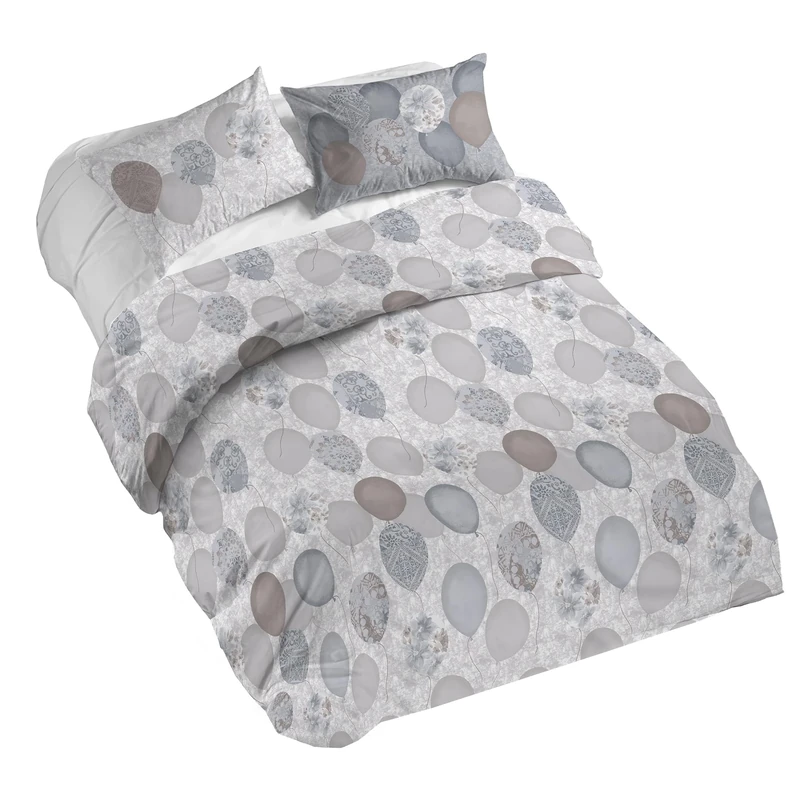 PENSIERI DELICATI Duvet Cover, Cotton, Beige Balloons, Queen-Size Bed