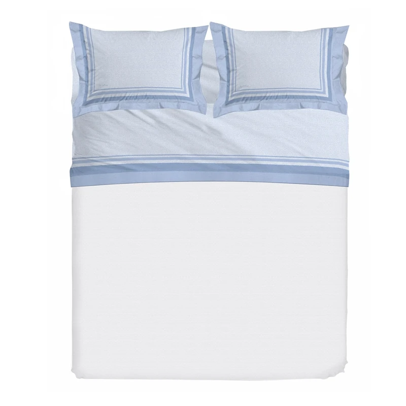 PENSIERI DELICATI 30101 Dublin Blue Double Bed Set, 100% Cotton, Warm and Soft, 180 x 200 cm, Includes Bottom Sheet, Top Sheet and 2 Pillowcases, Made in Italy, Blue