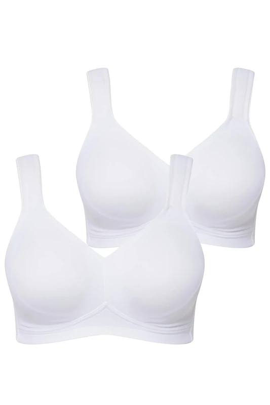 Ulla Popken Womenswear Plus Size Curvy 2 Pack of Stretch Microfiber Wirefree Bras Snow White 52B 793032200-120B