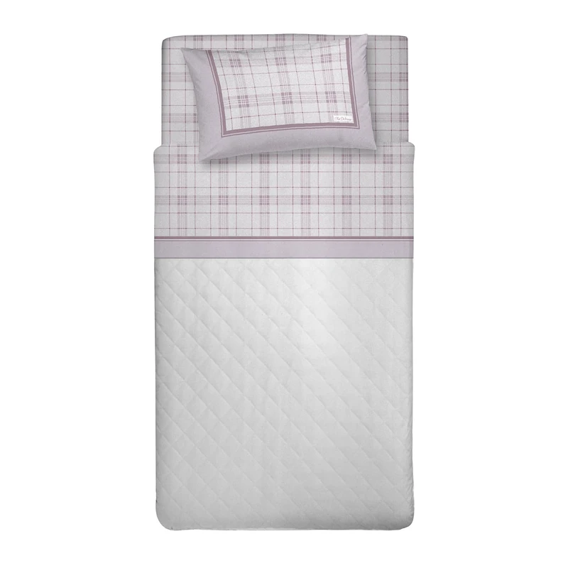 PENSIERI DELICATI 100% Cotton Warm and Soft Flannelette Bedding Set 120 x 200 cm, Includes Bottom Sheet, Top Sheet and 1 Pillowcase, Made in Italy, Pink Turin - Image 1
