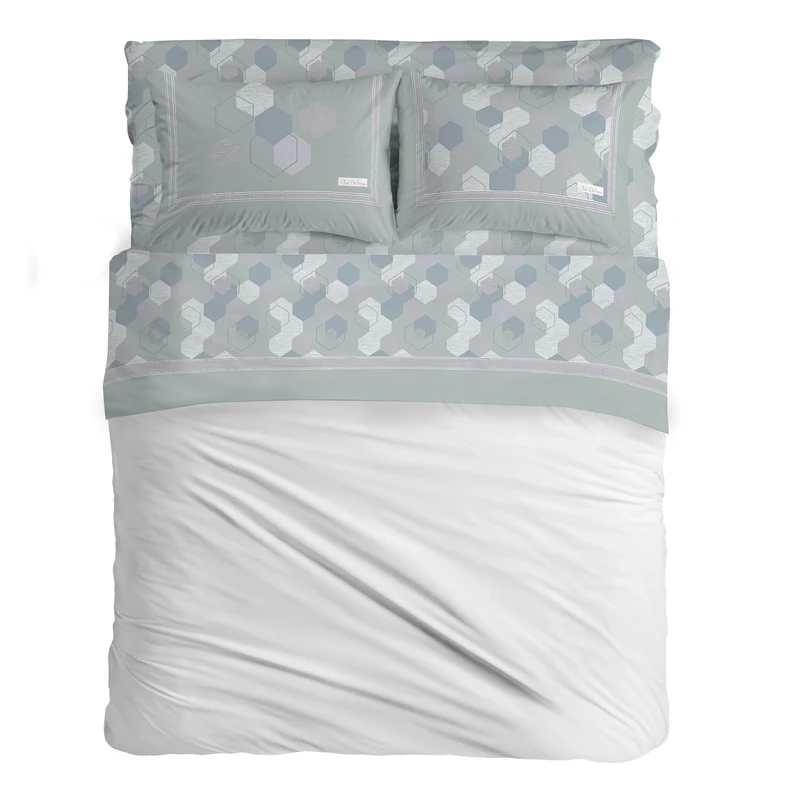 PENSIERI DELICATI Double Bed Set, Flannel, 100% Warm and Soft Cotton, Double 180 x 200 cm, Includes Bottom Sheet, Top Sheet and 2 Pillowcases, Made in Italy, Bologna Green