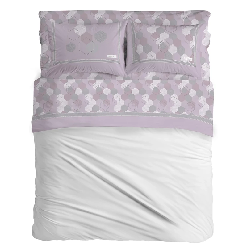 PENSIERI DELICATI Double Bed Set, Flannel, 100% Warm and Soft Cotton, Double 180 x 200 cm, Includes Bottom Sheet, Top Sheet and 2 Pillowcases, Made in Italy, Bologna Pink