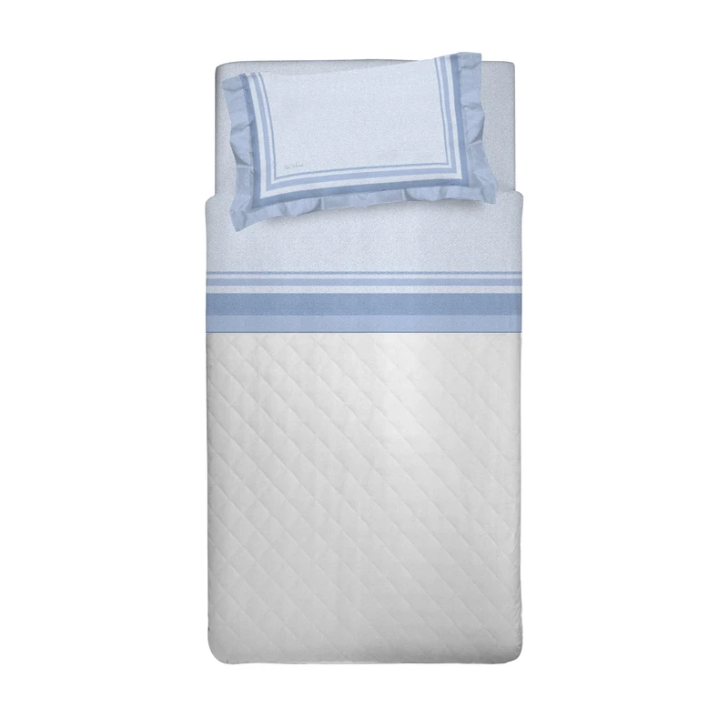 PENSIERI DELICATI 30101 Dublin 30101 Dublin Blue Double Bed Set, 100% Cotton Warm and Soft Flannelette Bedding Set, 120 x 200 cm, Includes Bottom Sheet, Top Sheet and 1 Pillowcase, Made in Italy
