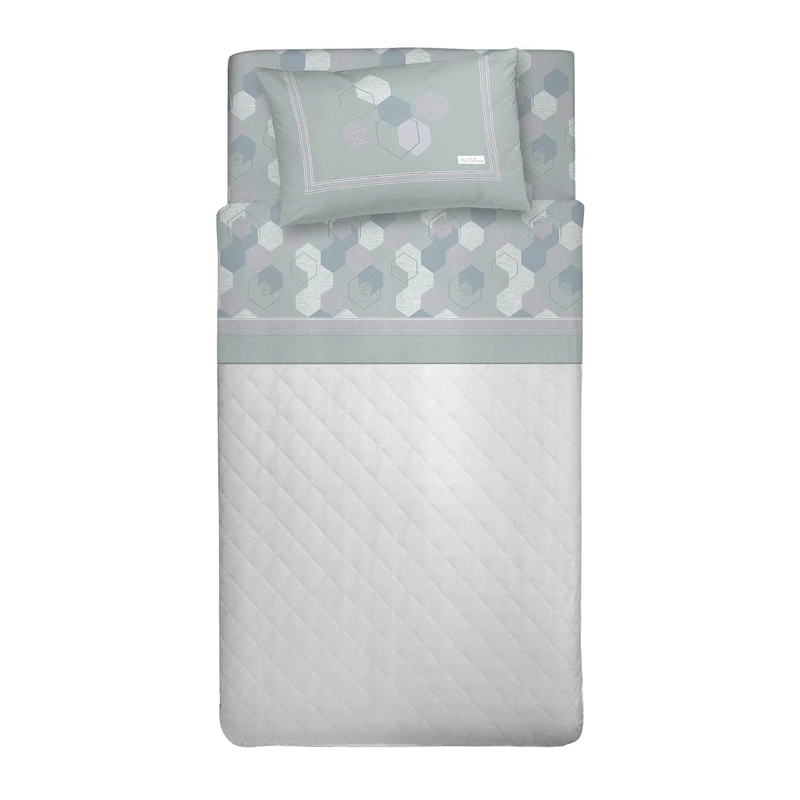 PENSIERI DELICATI Single Bed Set, Flannel, 100% Warm and Soft Cotton, Complete Bedding Set for Single Bed 90 x 200 cm, Includes Bottom Sheet, Top Sheet and 1 Pillowcase, Made in Italy, Bologna Green