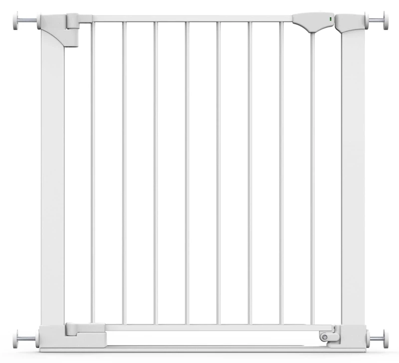 Safetots SafeStep Gate, White, 75cm - 82cm, Extra Low Walkthrough, Pressure Fit Safety Gate, Baby Gate for Stairs, Hallways and Doors, Easy Installation