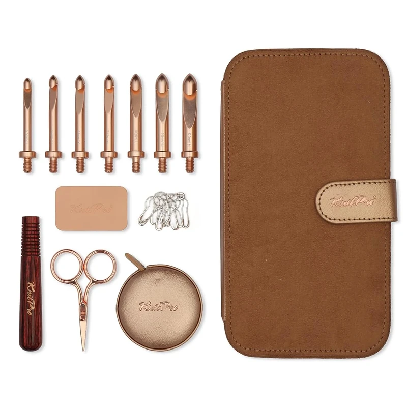 KnitPro Oasis Interchangeable Crochet Hook Set - Smooth Finished Tip, for Both Beginner and Experienced Crocheters, Metal, Chunky, 5.50-10mm - 1 Crochet Hook Set