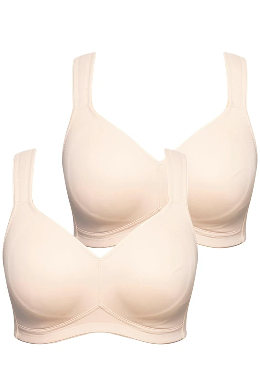 Ulla Popken Womenswear Plus Size Curvy 2 Pack of Stretch Microfiber Wirefree Bras Beige 50B 793032300-115B