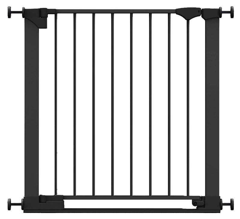 Safetots SafeStep Gate, Black, 75cm - 82cm, Extra Low Walkthrough, Pressure Fit Safety Gate, Baby Gate for Stairs, Hallways and Doors, Easy Installation