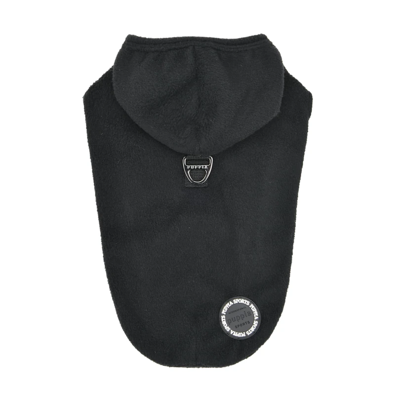 Puppia Zuko Warm Winter Hooded Polar Fleece Shirts with Integrated Harness for Small and Medium Dogs, Black, Medium