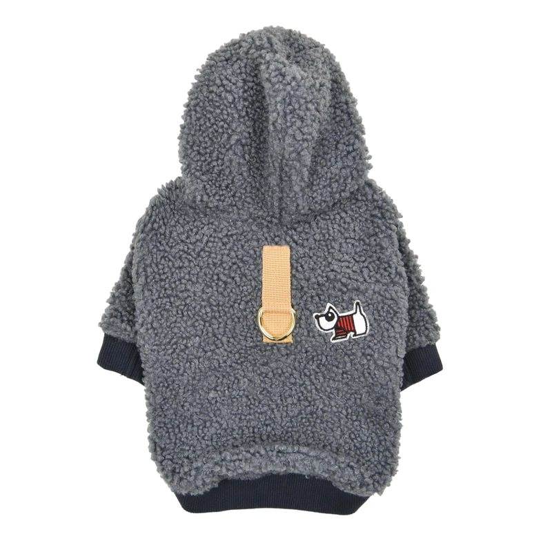 Puppia Lasta Cute Winter Hooded Fleece Shirts with Integrated Harness for Small and Medium Dogs, Teal, Medium - Image 1