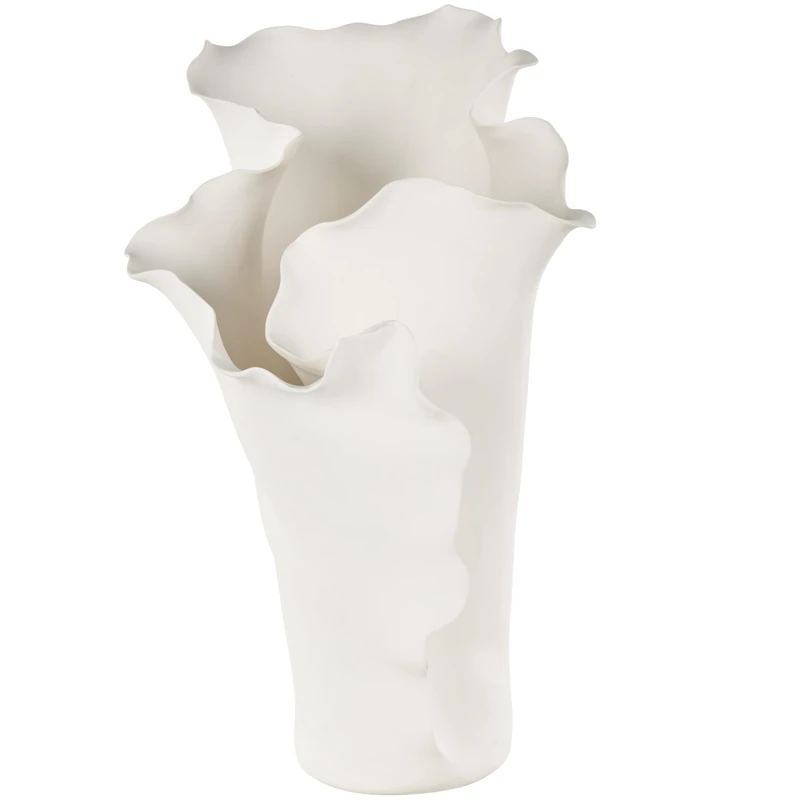 Deco 79 Decorative Ceramic Abstract Flower Vase Inspired Centerpiece Flower Vase for Home Decor 9 x 11 x 16 Inches Cream - Image 1