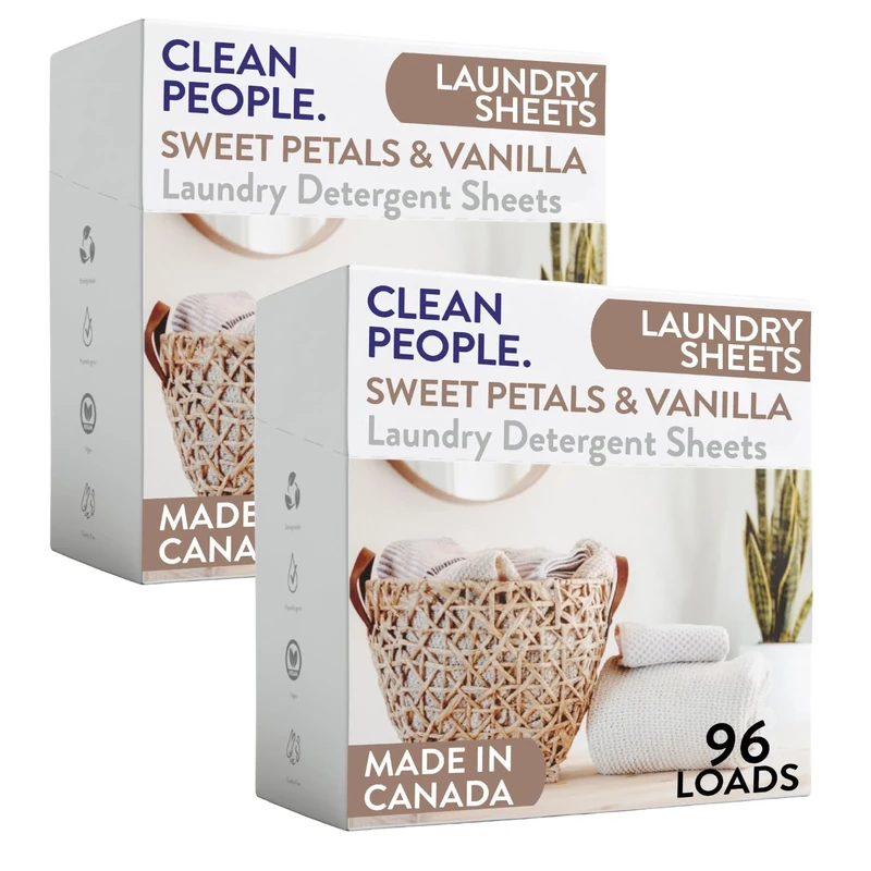 The Clean People Laundry Detergent Sheets - Laundry Soap - Ultra Concentrated, Recyclable Packaging, Stain Fighting - Sweet Petals & Vanilla, 192 Pack