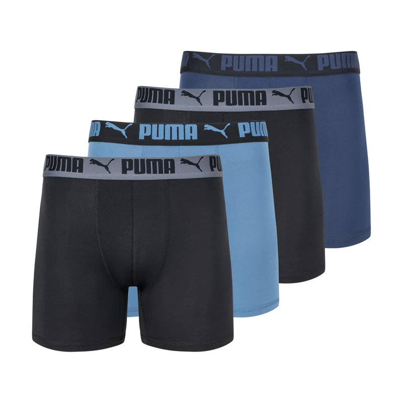 PUMA Men's 4 Pack Active Stretch Boxer Briefs, Blue Combo, S