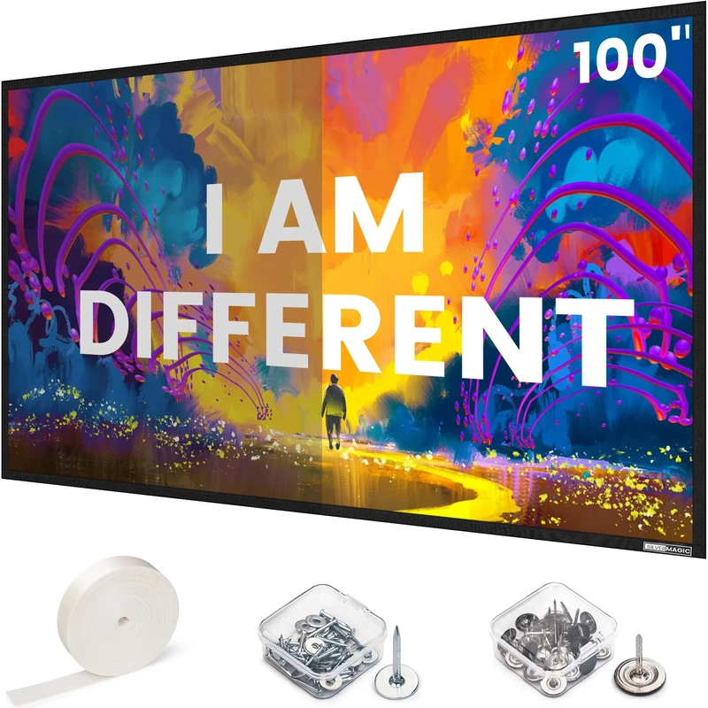 High Gain Projector Screen, ZWI-100 Fixed Frame and Wall Mounted, High Brightness 2.6X Gain and High Contrast 30% ALR