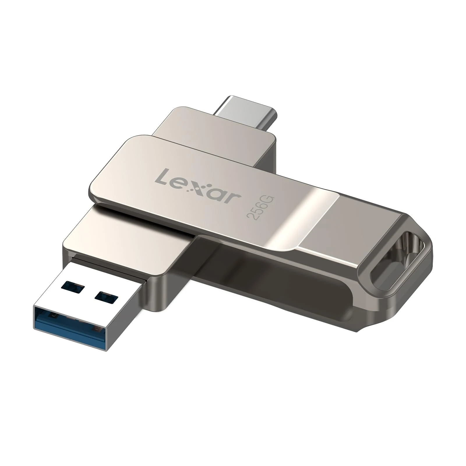 Lexar D40E 256GB Dual Drive USB 3.2 Gen 1 Type-C Jump Drive, USB-C Flash Drive Metal Housing Swivel Design Thumb Drive (LJDD40E256G-BNSNG)