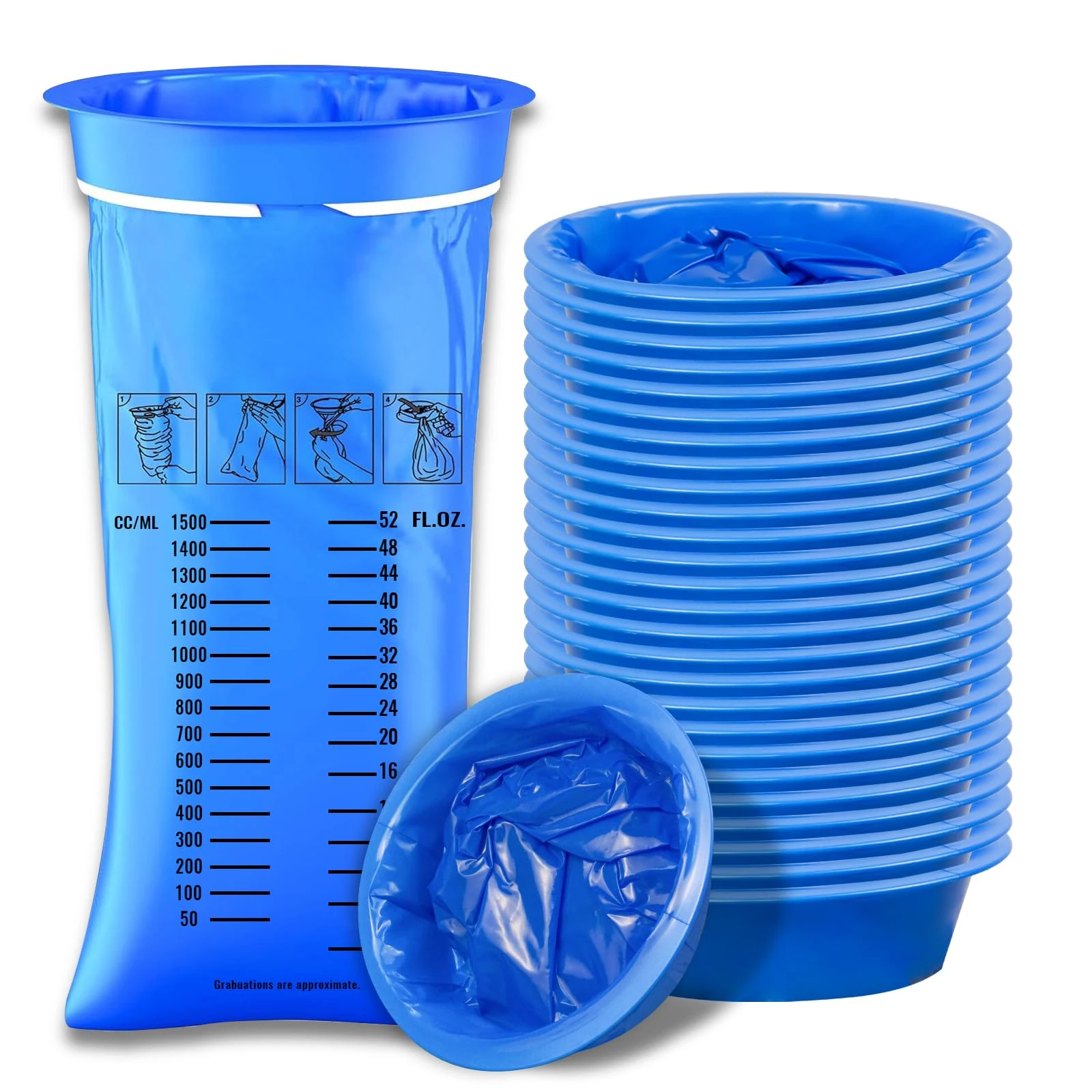 zeyedemo 28PCS Sick Bags Blue High Density Leakproof Odor Control Emesis Vomit Bags for Travel with Snap for Pregnant Women Car Bus or Aircraft