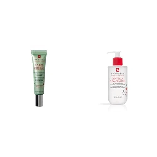 Erborian - Set of 3 products: 1 CC Red Correct Anti-Redness Tinted Cream - Green + 2 Centella Cleansing Oil - Red - Korean Cosmetics