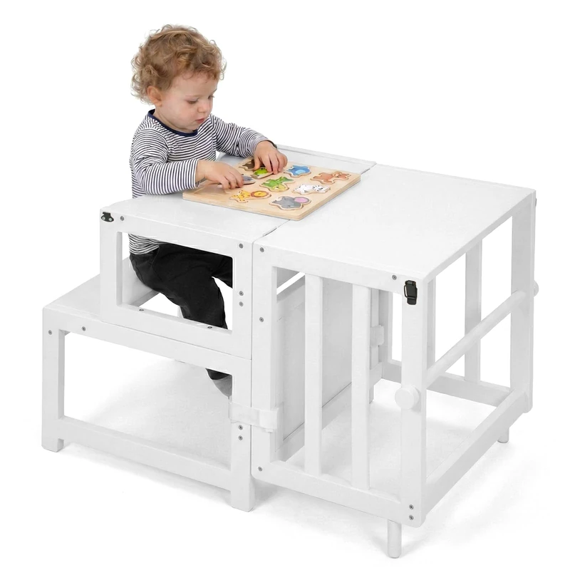 COSYLAND 3 in 1 Learning Tower for Children, Natural, L