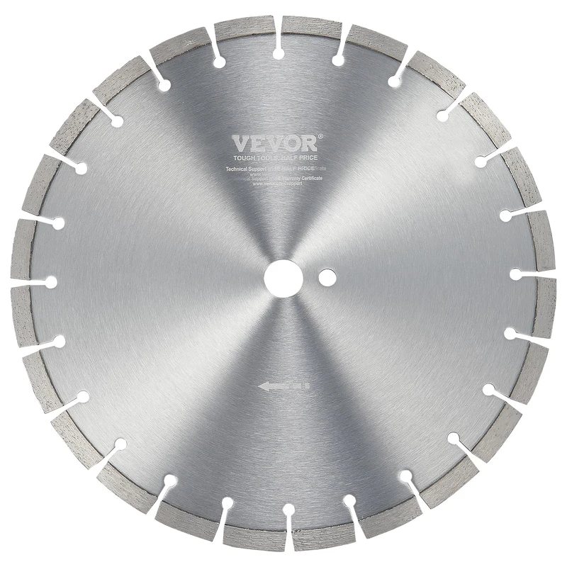 VEVOR Diamond Blade, 14inch/350mm Concrete Saw Blade Wet or Dry, 0.47inch/12mm Flat Teeth Diamond Segment Blade, Universal 1 inch/25.4 mm Center Hole Diameter, for Concrete Cement Board Tile Brick