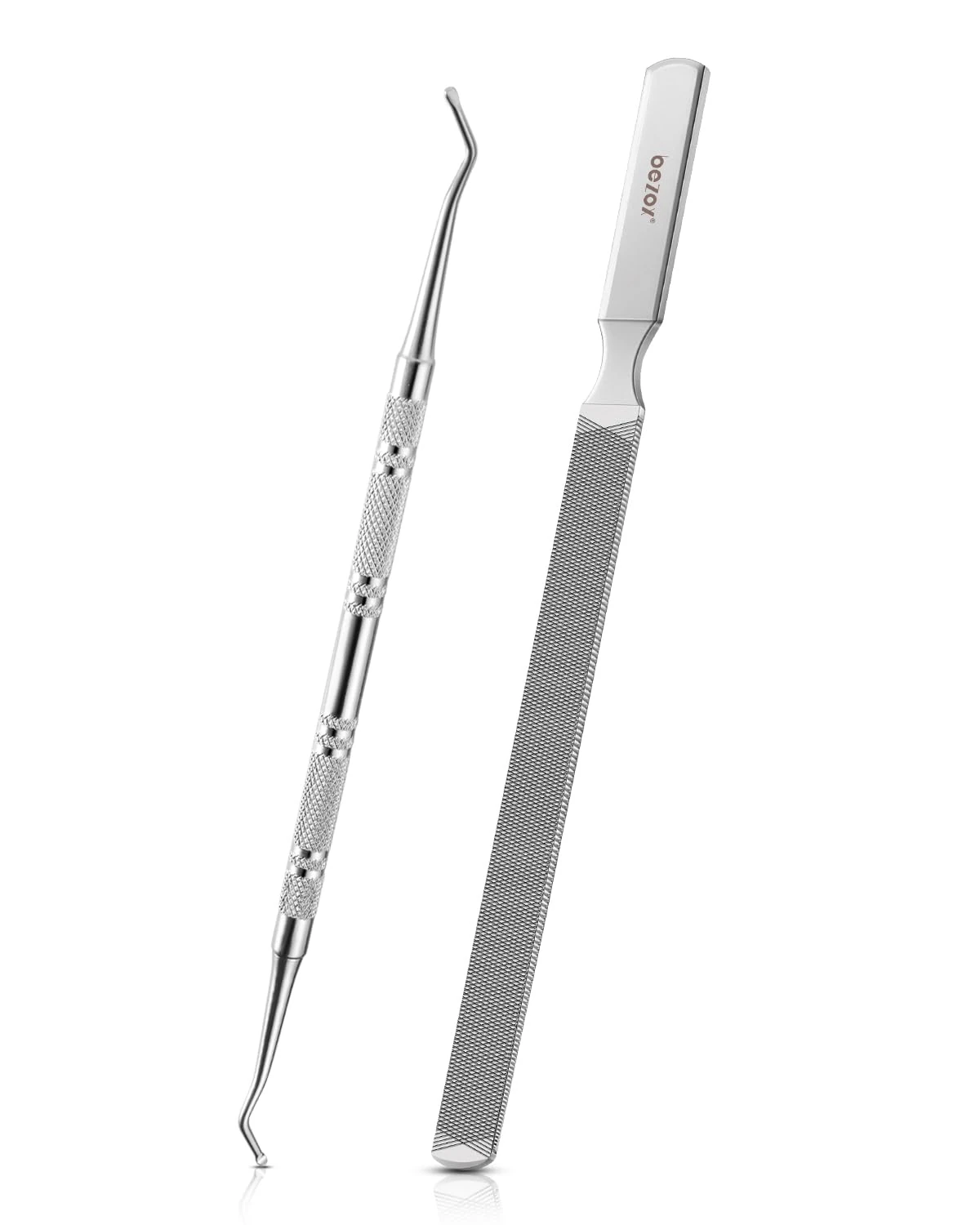BEZOX Long Steel Nail File for Onychomycosis, Ingrown Nail，Thick and Fungal Nails with Dual-Ended Toenail Lifter – The Ultimate Manicure & Pedicure Tool for Men and Women’s Nail Care