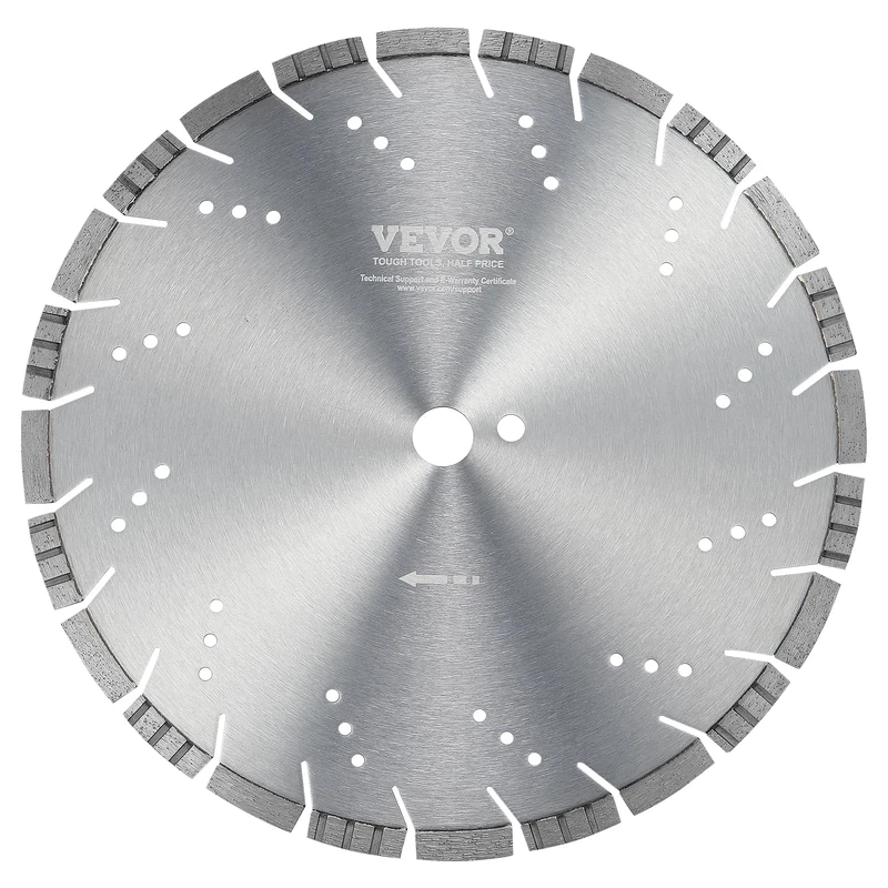 VEVOR Diamond Blade, 14inch/350mm Concrete Saw Blade Wet or Dry, 0.39inch/10mm Slanted Teeth Diamond Segment Blade, Universal 1 inch/25.4 mm Center Hole Diameter, for Concrete Cement Board Tile Brick