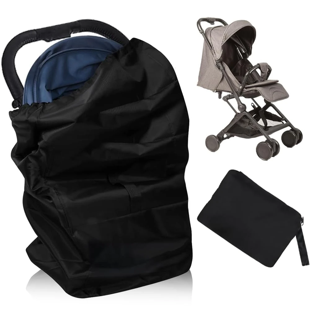KUIZHEN Stroller Travel Bag for Airplane, 117 * 53 * 33cm Waterproof Gate Check Bag, Pram Travel Bag, Car Seat Travel Bag - Durable and Spacious for Family Trips(Black)