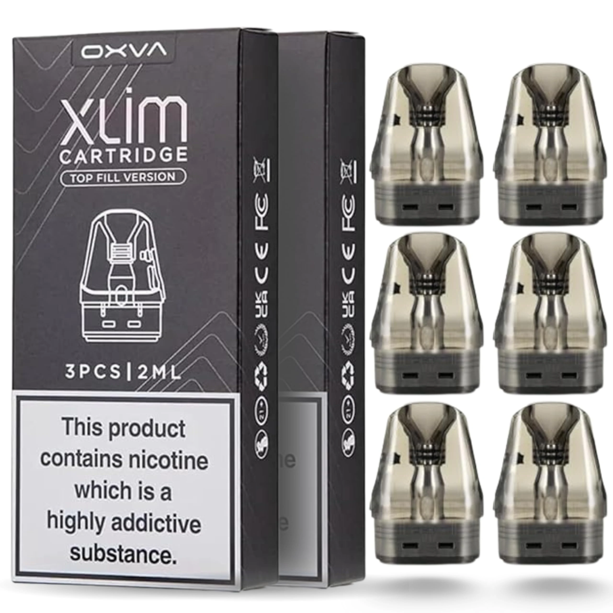 OXVA Xlim Pods V3 New Oxva Vape Pods for Oxva XLIM Pro, Xlim Vape Kit Xlim SE Xlim 2ml Cartridge Top Filling v3 Pods 2 Packs of 3 No Nicotine. (0.8 2 x 3 Pack)