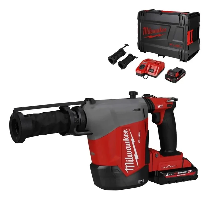 Milwaukee M18FHAFOH16-0 M18 FUEL Cordless 16 mm SDS Plus Hammer Drill With 2 x 3.0Ah Batteries, Charger & Case