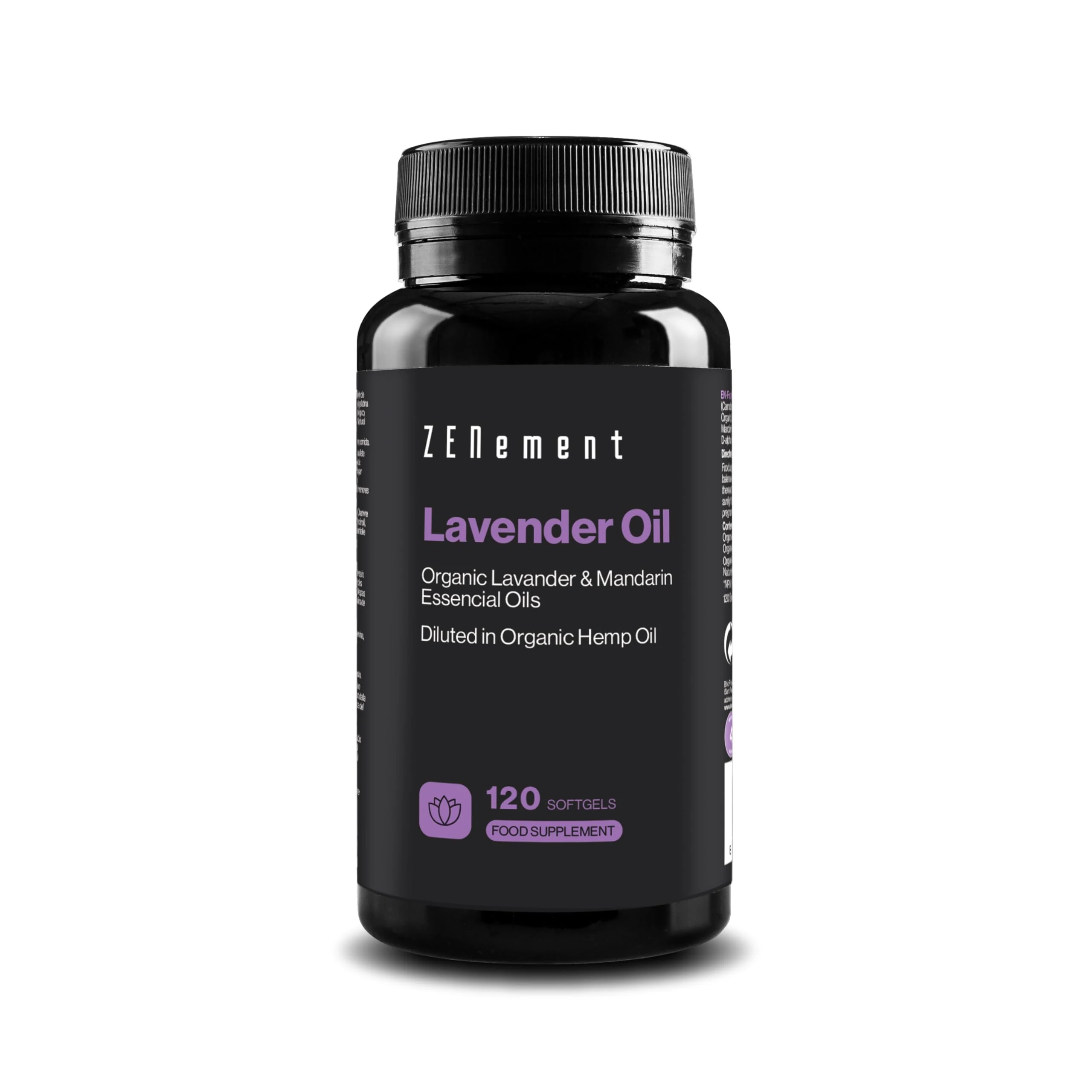 Lavender Oil - with Organic Essential Oils of Lavender, Mandarin, and Organic Hemp Oil, Vitamin E - 120 Softgels, Advanced Formula for Relaxation and Inner Balance - Zenement