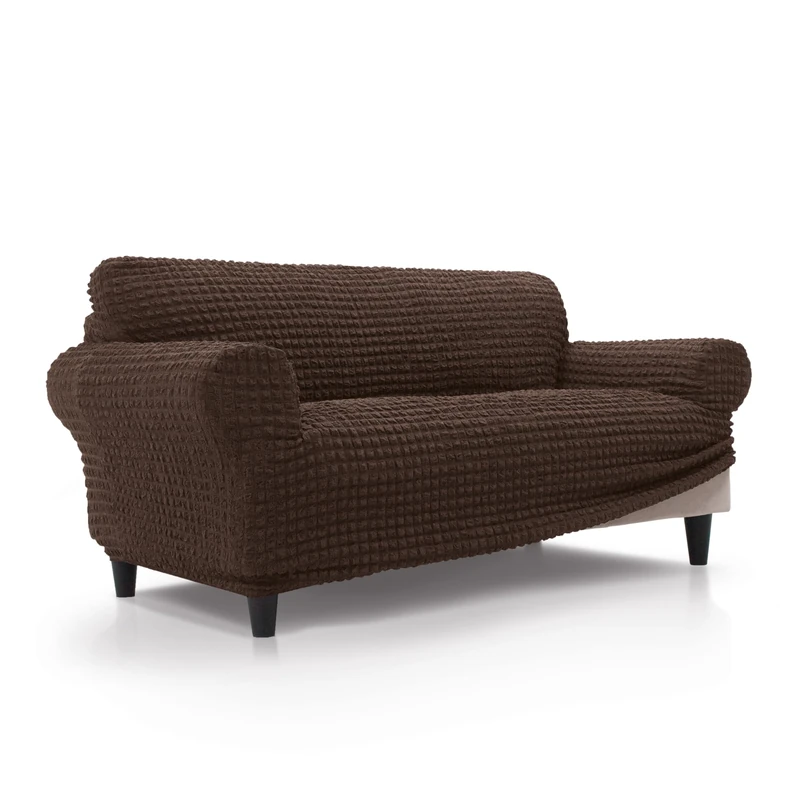 FAVERTI® Super Elastic 3-Seater Sofa Cover from 180 to 230 cm | BUFALI Model | Brown | Ideal Cover for Any Shape of Sofa | Quality Jacquard Fabric Protector 3D Cotton Feel