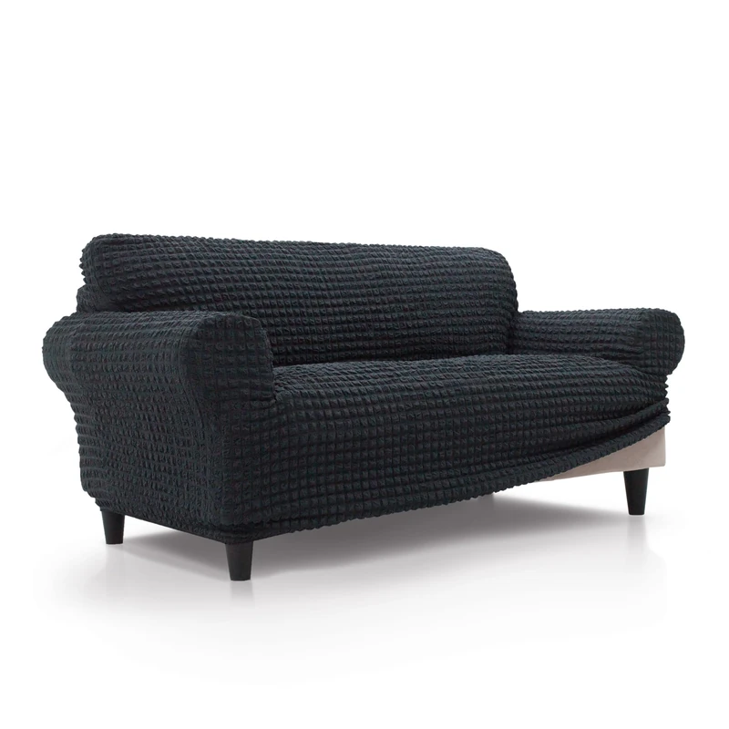 FAVERTI® Super Elastic 3-Seater Sofa Cover from 180 to 230 cm | BUFALI Model | Dark Grey | Ideal for Any Shape of Sofa | Quality Protector Jacquard Fabric 3D Cotton Feel