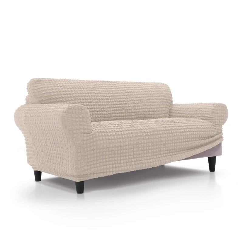 FAVERTI® Super Elastic 2-Seater Sofa Cover from 140 to 180 cm | BUFALI Model | Beige | Ideal Cover for Any Shape of Sofa | Quality Protector Jacquard Fabric 3D Cotton Feel
