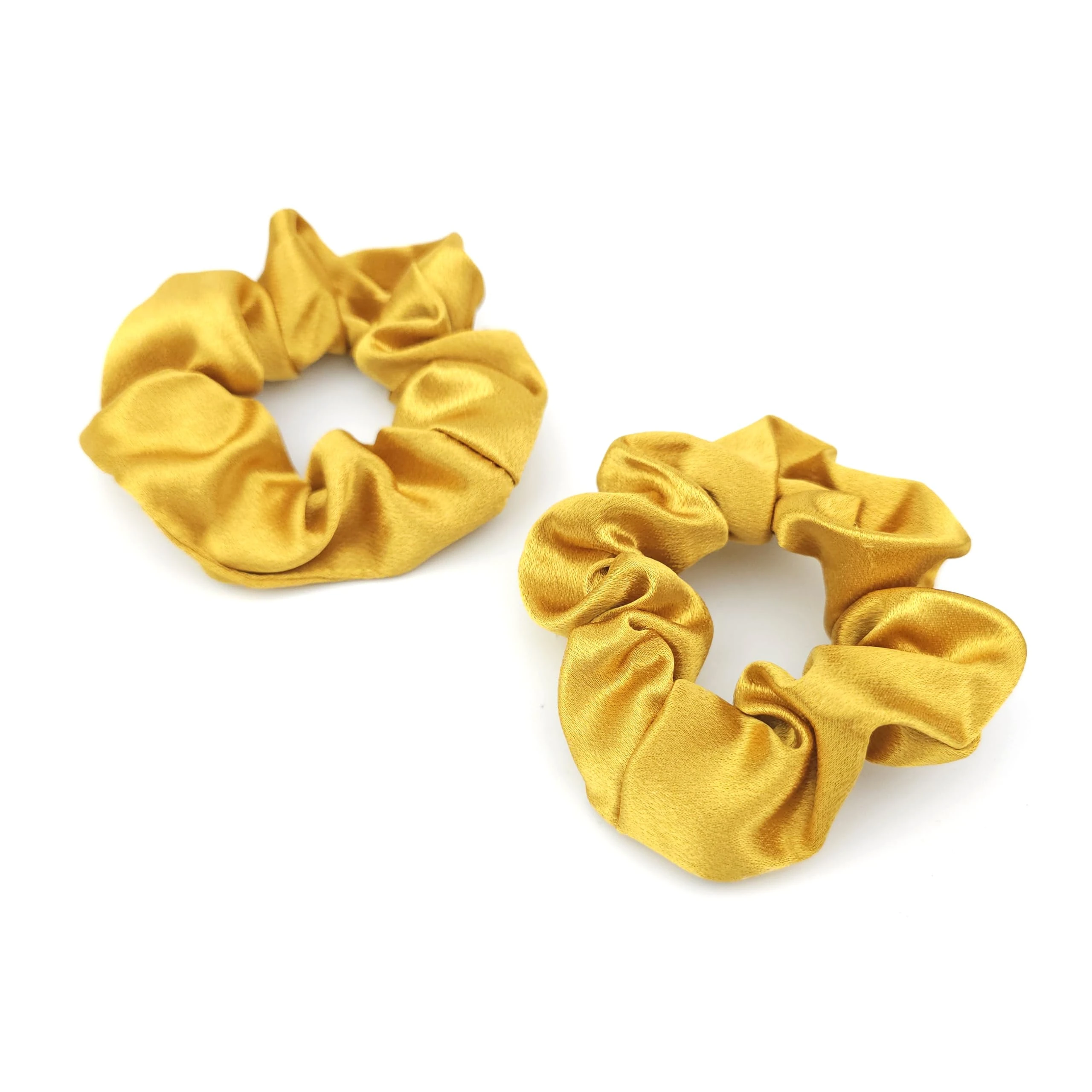 2 Pcs Turmeric Soft Silk Scrunchies, Premium Satin Ponytail Holder, Hair Ties for Women, Elastic Hair Accessories for Long Fine & Thick Curly Hair Girls