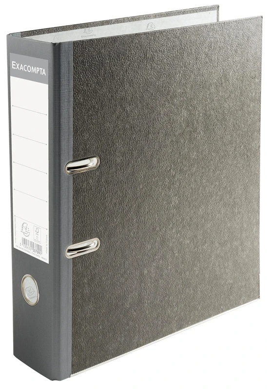 Exacompta - Ref 53709E - Box of 20 Lever Arch Files with Grey Marbled Paper - Spine 80 mm - Mechanical 80 mm - External Dimensions: 32 x 29 cm - A4 File Format - Grey - Grey Spine