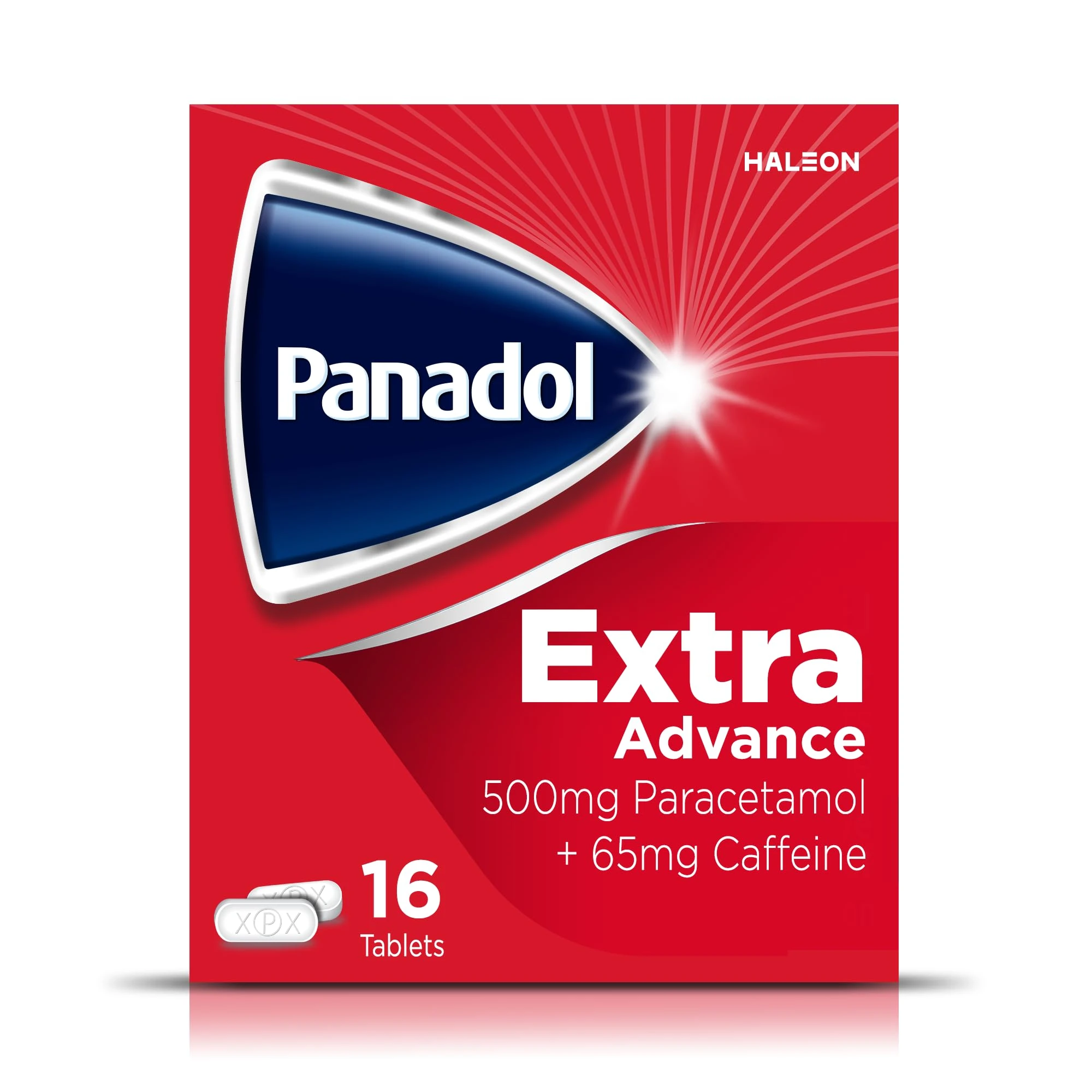 Panadol Extra Advance Painkillers, 500mg Paracetamol Tablets with 65mg Caffeine, Pain Relief for Migraines, Headaches, Backache, Joint Pain, Period Pain and Toothache, Pack of 16.
