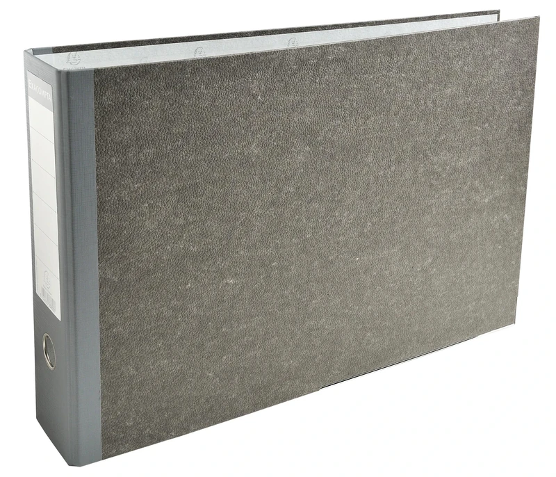 Exacompta - ref. 53810E - Box of 4 Lever Arch Files with Grey Marbled Paper A3 Horizontal - Spine 80 mm - Mechanical 80 mm - External Dimensions: 32 x 48 cm - Colour: Grey-Grey Back