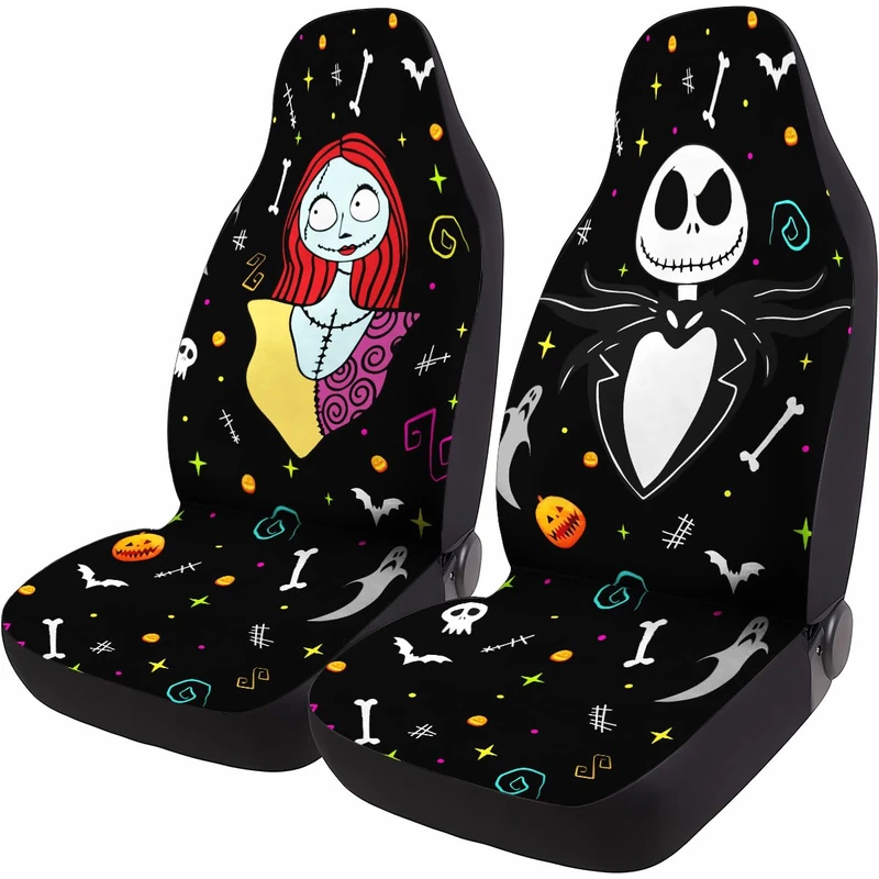 GENANY Horror Nightmare Skellington Car Seat Covers - Set of 2
