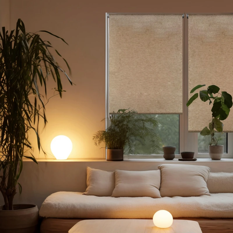 Blindecor Roller Blind without Tools Opaque | Linen Colour | 120 x 180 cm (Width x Height) Fabric Size 116 x 180 cm | Easyfix Roller Blinds Linen Fabric