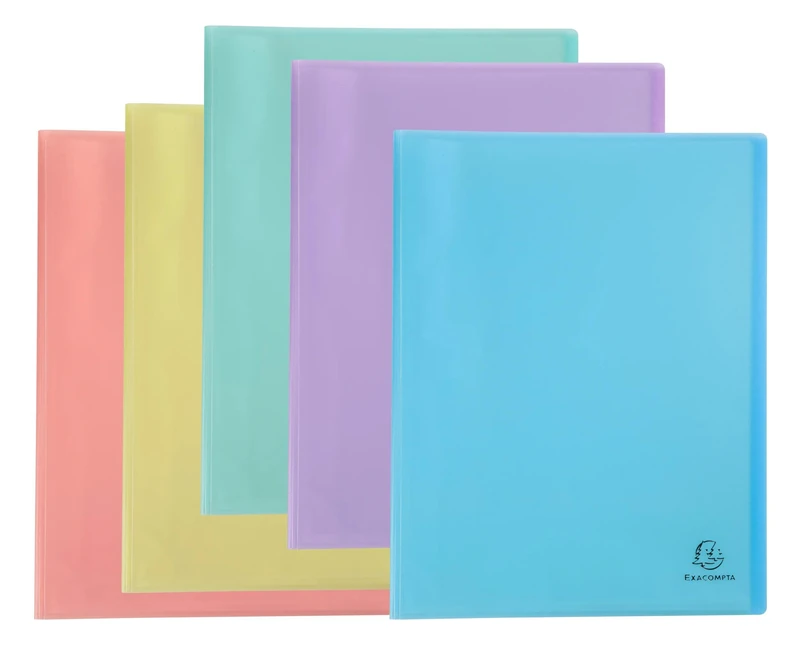 Exacompta - Ref 88670E - Box of 8 Chromaline Pastel Document Sleeves - 60 Smooth Crystal Pockets - 120 Views - A4 - Size 24 x 32 cm - Cover in Translucent Recycled Polypropylene - Assorted Colours