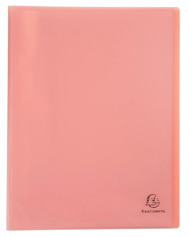 Exacompta - Ref 88477E - Box of 10 Chromaline Pastel Document Sleeves - 40 Smooth Crystal Pockets - 80 Views - for A4 - Size 24 x 32 cm - Cover in Recycled Polypropylene Translucent Coral