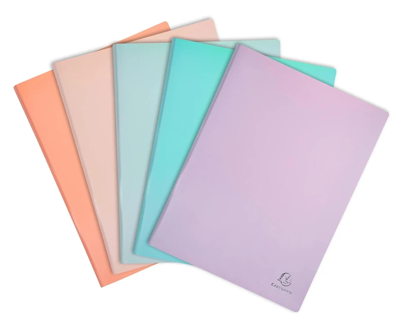 Exacompta - Ref 88360E - Box of 15 Aquarel Document Sleeves - 30 Smooth Crystal Pockets - 60 Views - for A4 - Size 24 x 32 cm - semi-Rigid Polypropylene Cover - Assorted Pastel Colours