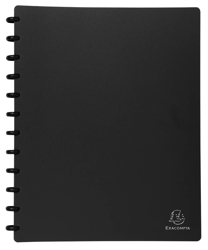 Exacompta - Ref 86351E - Box of 4 removable ring binders with 30 removable grained pockets - 60 views - for A4 - size 24.5 x 31 cm - opaque hard cover - black colour